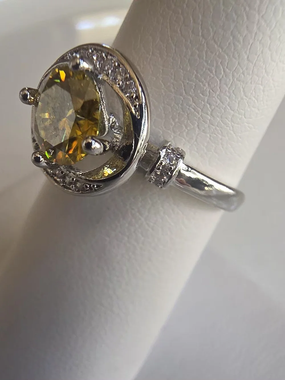 Yellow Round Halo Cocktail Ring - Women Jewelry